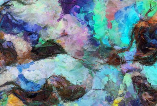 Colorful Abstract Painting. Antique style. 3D rendering