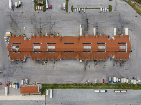 Day top panorama of main meat, fruit & vegetable supply area, located at western part of city entrance.