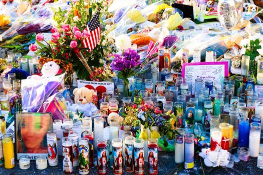 Las Vegas,NV/USA - Oct 07 ,2017 : Memorial Message of the Las Vegas gun shooting victims on the Las Vegas Strip Near the Mandalay Bay. In memory of the 58 victims from the 1 October,2017 shooting.