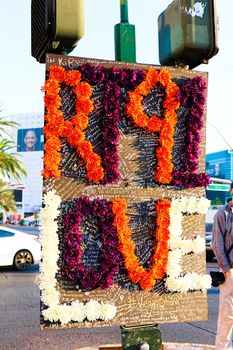 Las Vegas,NV/USA - Oct 07 ,2017 : Memorial Message of the Las Vegas gun shooting victims on the Las Vegas Strip Near the Mandalay Bay. In memory of the 58 victims from the 1 October,2017 shooting.