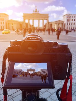 Photographer taking picture in brandenburger tor at Berlin Germany