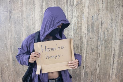 Portrait of homeless man