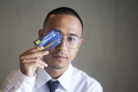 Portrait of business man with cradit card