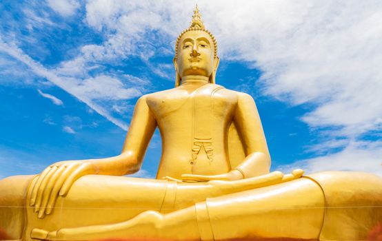 Big Buddha and holy thread in Wat Bang Chak at Thailand