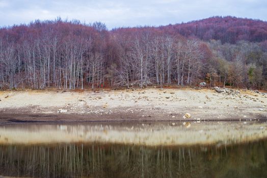Autumn Colors and Reflections in Santa Fe Reservoir, Montseny Natural Park in Catalonia