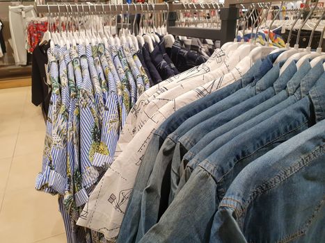 terni.italy august 23 2020:items of clothing displayed in the store during sales periods