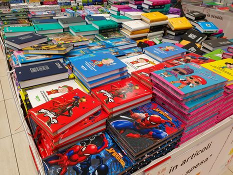 terni.italy august 23 2020:school diaries in store during sales periods