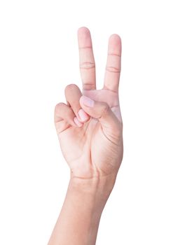 hand number two symbols showing on white background