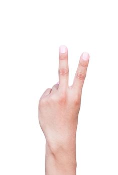 hand number two symbols showing on white background