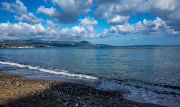 Pebble beach on the Mediterranean coast on the Akamas Peninsula on the island of Cyprus.