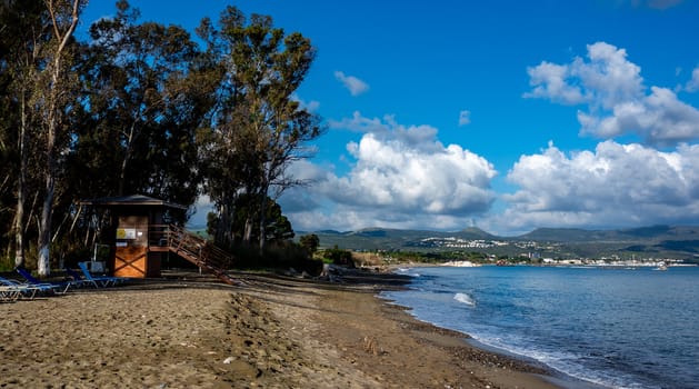 Pebble beach on the Mediterranean coast on the Akamas Peninsula on the island of Cyprus.