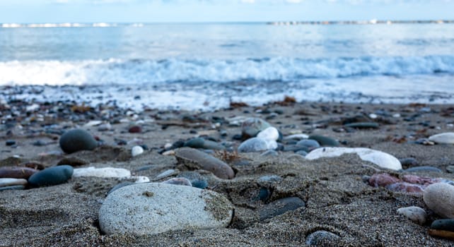 Pebble beach on the Mediterranean coast on the Akamas Peninsula on the island of Cyprus.