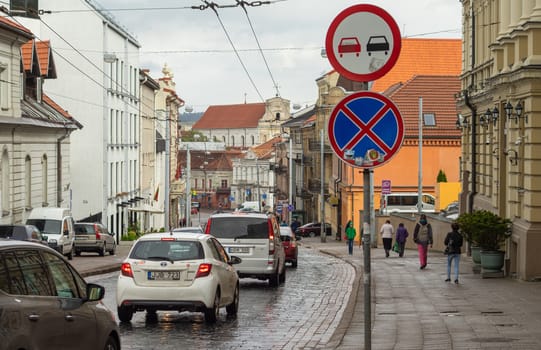 April 27, 2018 Vilnius, Lithuania. Car traffic on one of the streets in Vilnius.