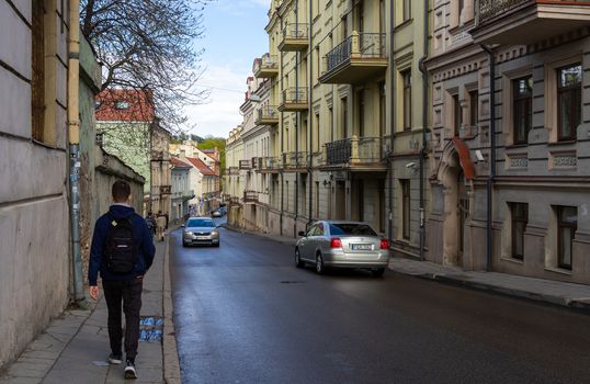 April 27, 2018 Vilnius, Lithuania. Car traffic on one of the streets in Vilnius.