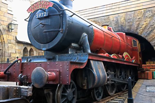 OSAKA , JAPAN - Jan 19,2019 : The Hogwarts express train at the Wizarding World of Harry Potter in Universal Studios Japan.