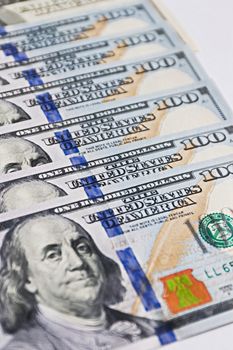 Money American dollar bills,stack of 100 dollar bills close-up,Hundreds of US dollars,dollars cash.Currency US dollar banknotes close-up. Portrait of the President.