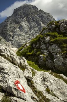 mangart mountain in slovenia in summer