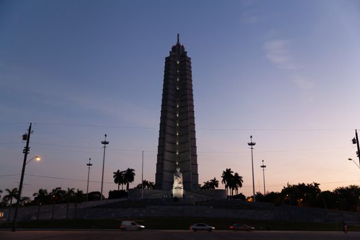 Havana, Cuba - 8 February 2015: Jose Marti Memorial by sunset