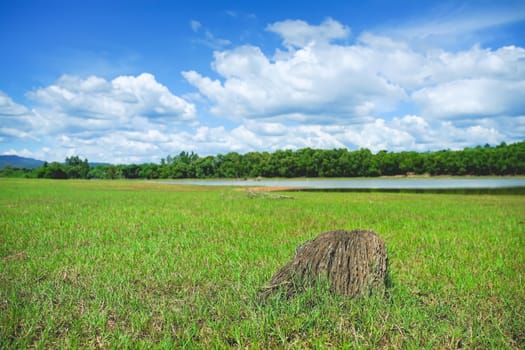 Beautiful landscape of Klong Sai reservoir in Sa Kaeo province, Thailand.