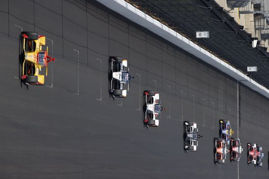 The NTT IndyCar Series teams take to the track to race for the Indianapolis 500 at Indianapolis Motor Speedway in Indianapolis Indiana.