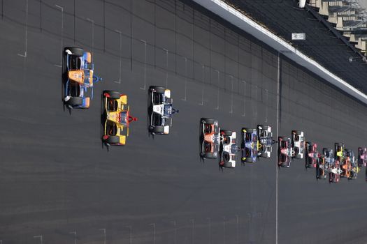 The NTT IndyCar Series teams take to the track to race for the Indianapolis 500 at Indianapolis Motor Speedway in Indianapolis Indiana.