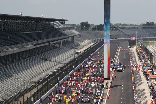 The NTT IndyCar Series teams take to the track to race for the Indianapolis 500 at Indianapolis Motor Speedway in Indianapolis Indiana.