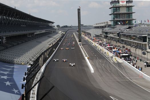 The NTT IndyCar Series teams take to the track to race for the Indianapolis 500 at Indianapolis Motor Speedway in Indianapolis Indiana.