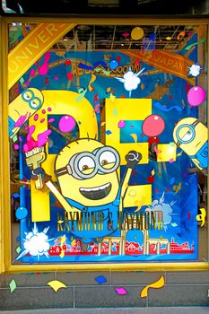 OSAKA, JAPAN - JAN 07, 2020 : Sign of 'MINION PARK', located in Universal Studios JAPAN, Osaka, Japan. Minions are famous character from Despicable Me animation.