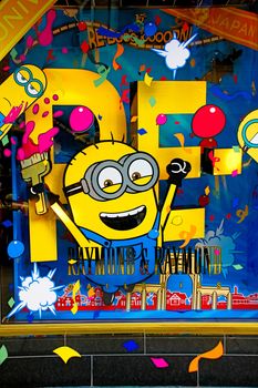 OSAKA, JAPAN - JAN 07, 2020 : Sign of 'MINION PARK', located in Universal Studios JAPAN, Osaka, Japan. Minions are famous character from Despicable Me animation.