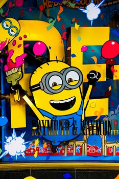 OSAKA, JAPAN - JAN 07, 2020 : Sign of 'MINION PARK', located in Universal Studios JAPAN, Osaka, Japan. Minions are famous character from Despicable Me animation.