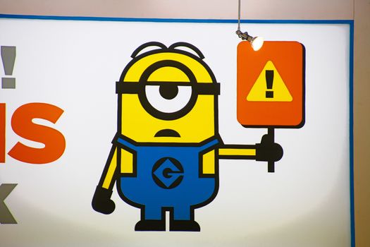 OSAKA, JAPAN - JAN 07, 2020 : Sign of 'MINION PARK', located in Universal Studios JAPAN, Osaka, Japan. Minions are famous character from Despicable Me animation.