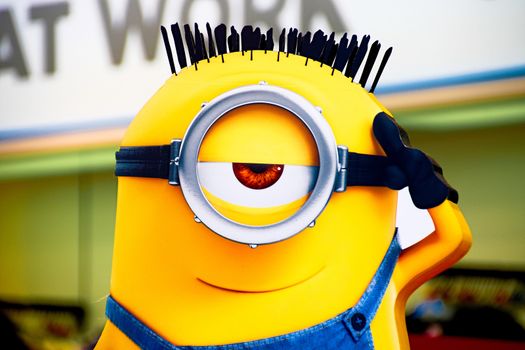 OSAKA, JAPAN - JAN 07, 2020 : Sign of 'MINION PARK', located in Universal Studios JAPAN, Osaka, Japan. Minions are famous character from Despicable Me animation.