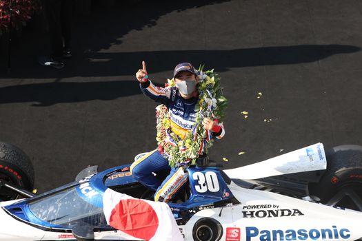 \{persons}\wins the Indianapolis 500 at the Indianapolis Motor Speedway in Indianapolis, Indiana.