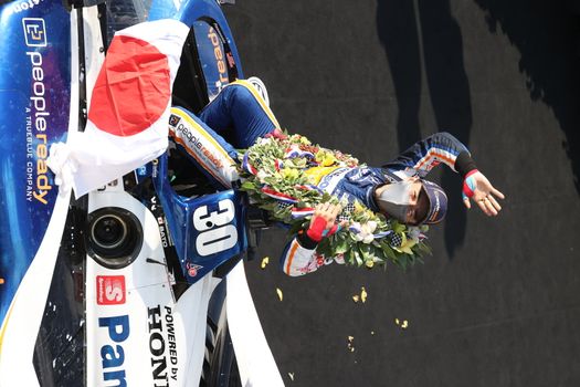 \{persons}\wins the Indianapolis 500 at the Indianapolis Motor Speedway in Indianapolis, Indiana.