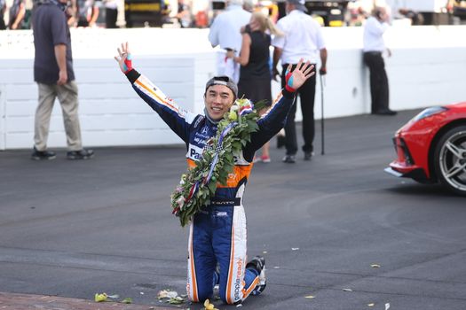 \{persons}\wins the Indianapolis 500 at the Indianapolis Motor Speedway in Indianapolis, Indiana.