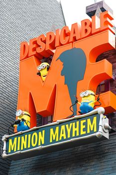 Osaka, JAPAN - NOVEMBER 03 2017: Entrance Sign of Despicable Me Minion Mayhem. Universal Studios JAPAN is a theme park resort in Osaka, JAPAN.