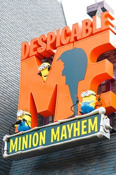 Osaka, JAPAN - NOVEMBER 03 2017: Entrance Sign of Despicable Me Minion Mayhem. Universal Studios JAPAN is a theme park resort in Osaka, JAPAN.