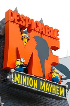 Osaka, JAPAN - NOVEMBER 03 2017: Entrance Sign of Despicable Me Minion Mayhem. Universal Studios JAPAN is a theme park resort in Osaka, JAPAN.