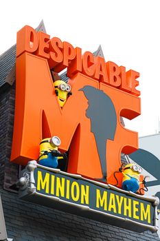 Osaka, JAPAN - NOVEMBER 03 2017: Entrance Sign of Despicable Me Minion Mayhem. Universal Studios JAPAN is a theme park resort in Osaka, JAPAN.
