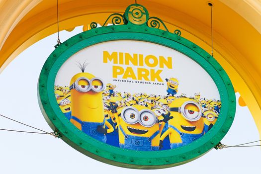 Osaka, Japan - November 03,2017 : The minion Park Sign was introduced on the Universal Studios JAPAN,