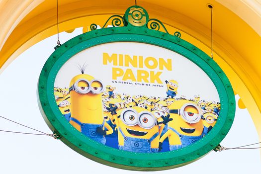 Osaka, Japan - November 03,2017 : The minion Park Sign was introduced on the Universal Studios JAPAN,