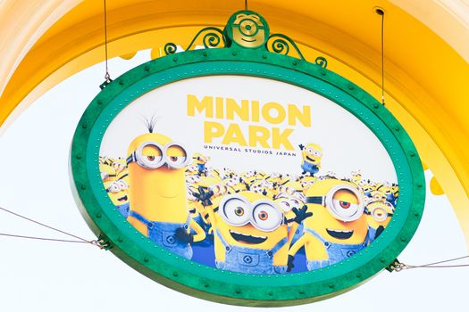 Osaka, Japan - November 03,2017 : The minion Park Sign was introduced on the Universal Studios JAPAN,