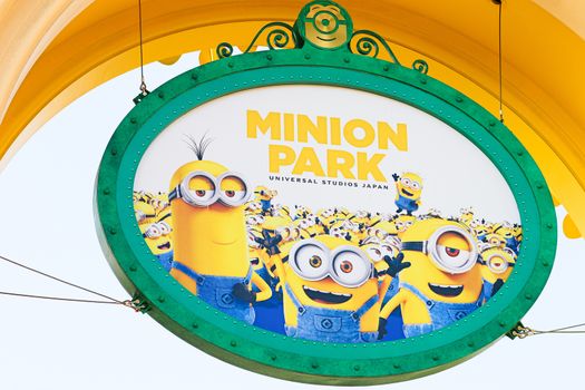 Osaka, Japan - November 03,2017 : The minion Park Sign was introduced on the Universal Studios JAPAN,