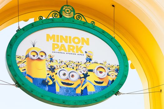 Osaka, Japan - November 03,2017 : The minion Park Sign was introduced on the Universal Studios JAPAN,