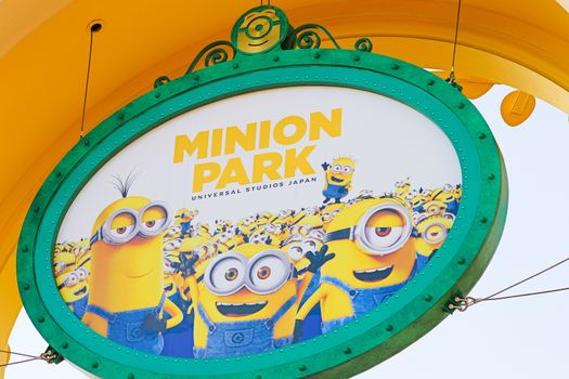 Osaka, Japan - November 03,2017 : The minion Park Sign was introduced on the Universal Studios JAPAN,