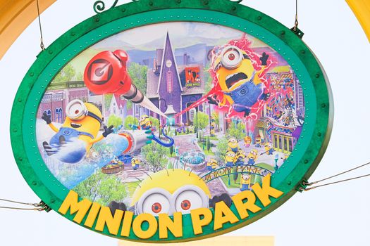 Osaka, Japan - November 03,2017 : The minion Park Sign was introduced on the Universal Studios JAPAN,
