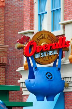 Osaka, JAPAN - NOV 19, 2019: Sign board of Minions from Despicable Me Minion Mayhem Movie at Minion Park in Universal Studios JAPAN.Universal Studios JAPAN is a theme park in Osaka.