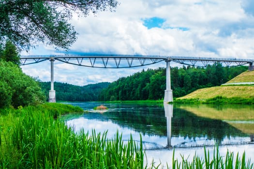 White Rose Pedestrian Bridge Over River of Nemunas - Baltosios rozes tiltas