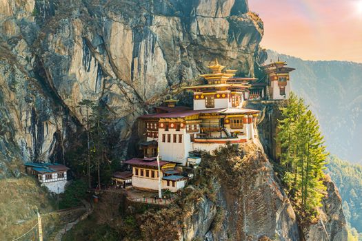 Famous bhutanese Monastery in a mountain cliff