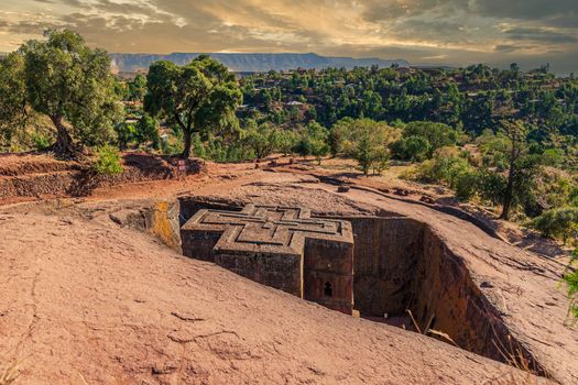 The most famous rock hewn church in the world: Church of St. George in Lalibela